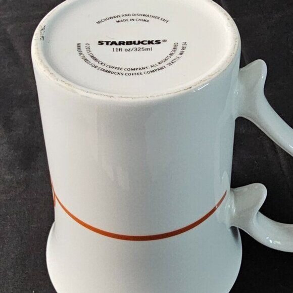 2015 Starbuck's TAZO Tea Mug/Cup, Ornate Scroll, White Burnt Orange Fleur De Lis - Picture 10 of 11